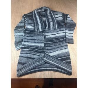 Tart Gray Ombre Long Cardigan Sweater Women’s L Open Front Cozy Knit